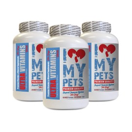 Dog Immune System Vitamins and Supplements - Ultra Vitamins - Dog Health - Mineral Support - Dog Muscle Gainer - 360 Treats (3 Bottles)