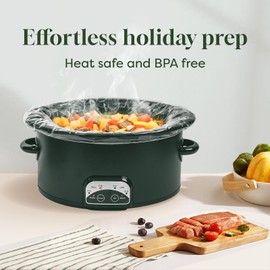 Oasier Slow Cooker Liners, Disposable Oval Large Size 13" x 21", 60 Count, Fits 3-8 Quart Pot Cooking Bags for Easy Cleanup, Food Safe & Leak-Proof