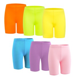 Coralup Girls Shorts Bike Shorts Summer Solid Color Pack of 6
