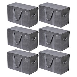 VENO 6 Pack Extra Large Moving Storage Bags with Zippers, Foldable Heavy-Duty Tote for Space Saving, Alternative to Moving Boxes, Packing Supplies, Plastic Storage Bins (Dark Gray, 6 Pack)