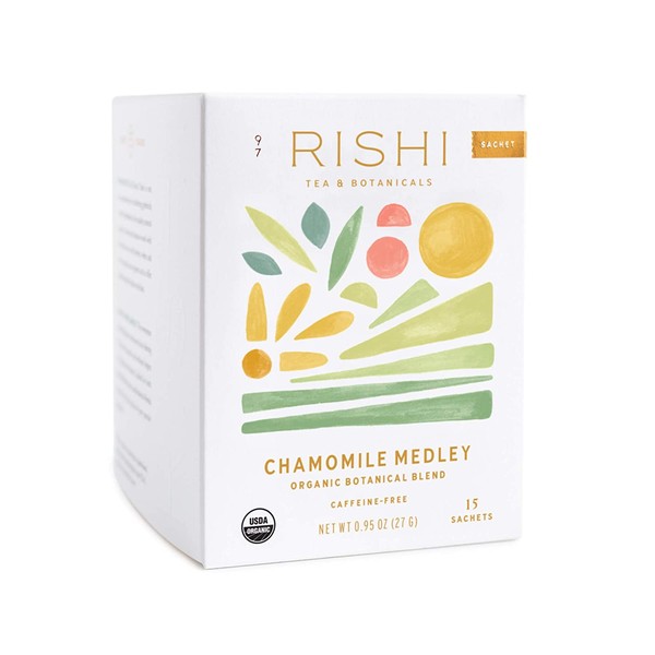Rishi Tea Chamomile Medley Herbal Tea | Immune Support, Stress-Reducer, Organic, Caffeine-Free, Sweet | 15 Sachet Bags, 0.95 oz (Pack of 1)