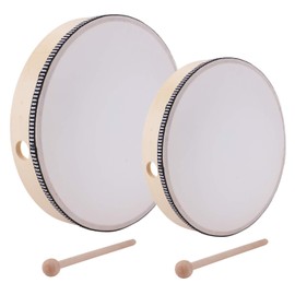Lawei 2 Pieces Hand Drum with Beater 25.5 cm & 20 cm Percussion Drum for Children Frame Drum Tambourine for Party Educational Toy