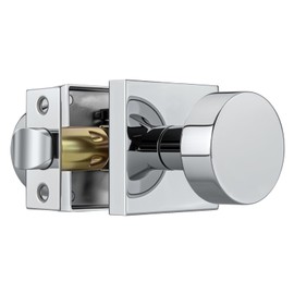 Crequal Polished Chrome Door Knobs Interior, Heavy Duty Passage Door Knob, Square Closet Door Knob for Hall, Zinc Alloy DoorKnob (1 Pack)