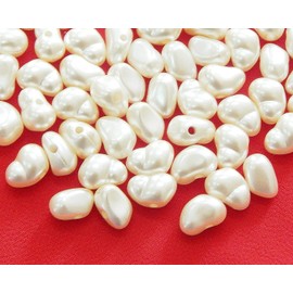 Wax Beads, Cultured Pearls, Imitation 10 x 6 mm, Cream Krem, Pack of 200, Rice Grain, Plastic Acrylic Beads, Table Decoration, Wedding, Confetti Mother of Pearl