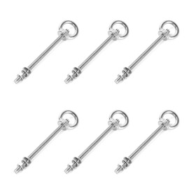 Ruimou 6 Sets M6 Lifting Eye Bolts with Nuts and Flat Washers for Industrial, Furniture Decoration, Construction, Marine, Mechanical Equipment (M6)