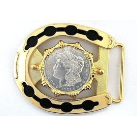 Southwest Western Horseshoe 1921 Morgan Silver Dollar Belt Buckle EBS4985