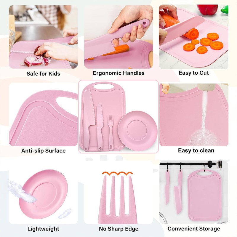 Kindermesser 5-teiliges Kinder Messer Sicherheit Küchenmesser Set zum Schneiden Kochen