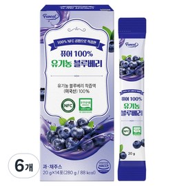 Furnit Pure 100% NFC Organic Blueberry Sticks, 280g, 6 Pieces / 퍼니트 퓨어 100% NFC 유기농 블루베리 스틱, 280g, 6개