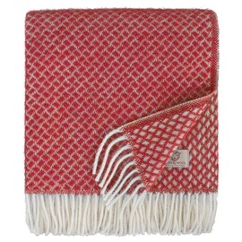 Linen & Cotton Beautiful Soft Wool Throw/Blanket Sofia - 100% Pure New Zealand Wool, Red (130 x 170 cm) Knee Throw Warm Cozy Plaid Sofa Bed Couch Settee Chair Bedspread Single Double Lambswool