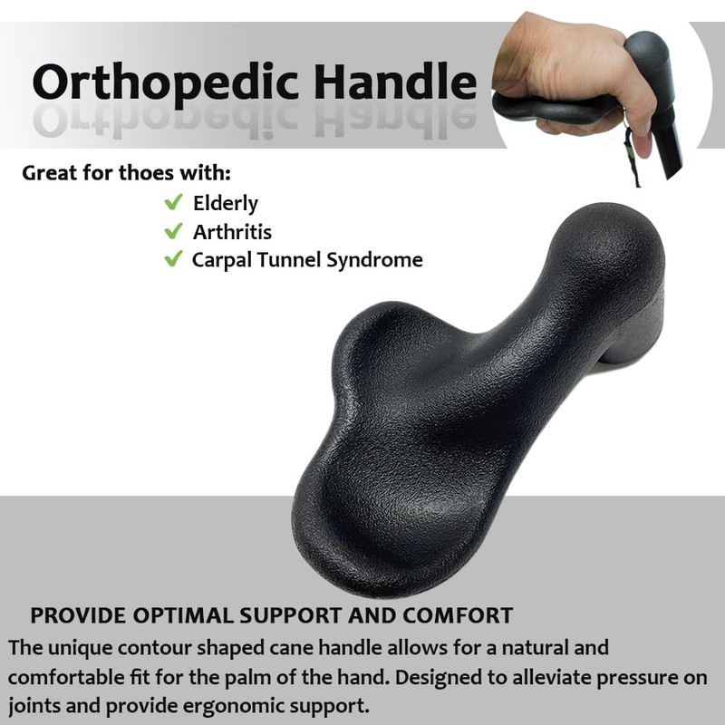 Orthopedic Walking Cane Replacement Handgrip Fits 7/8" Crutch Pipe for