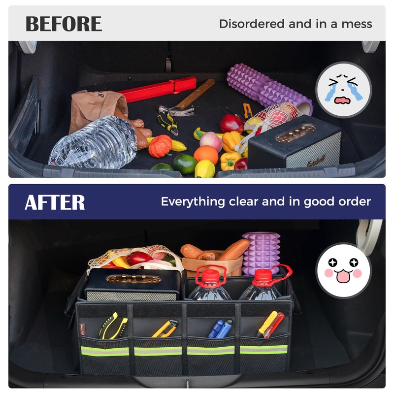 Coverado Car Trunk Organizer - 70L Nappa Leather Trunk Organizer