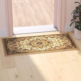 Flash Furniture Mersin Collection Persian Style Area Rug - Olefin Ivory Non-Shedding Fibers - 2' x 3' - Jute Backing - Hallway, Entryway, Bedroom, Living Room
