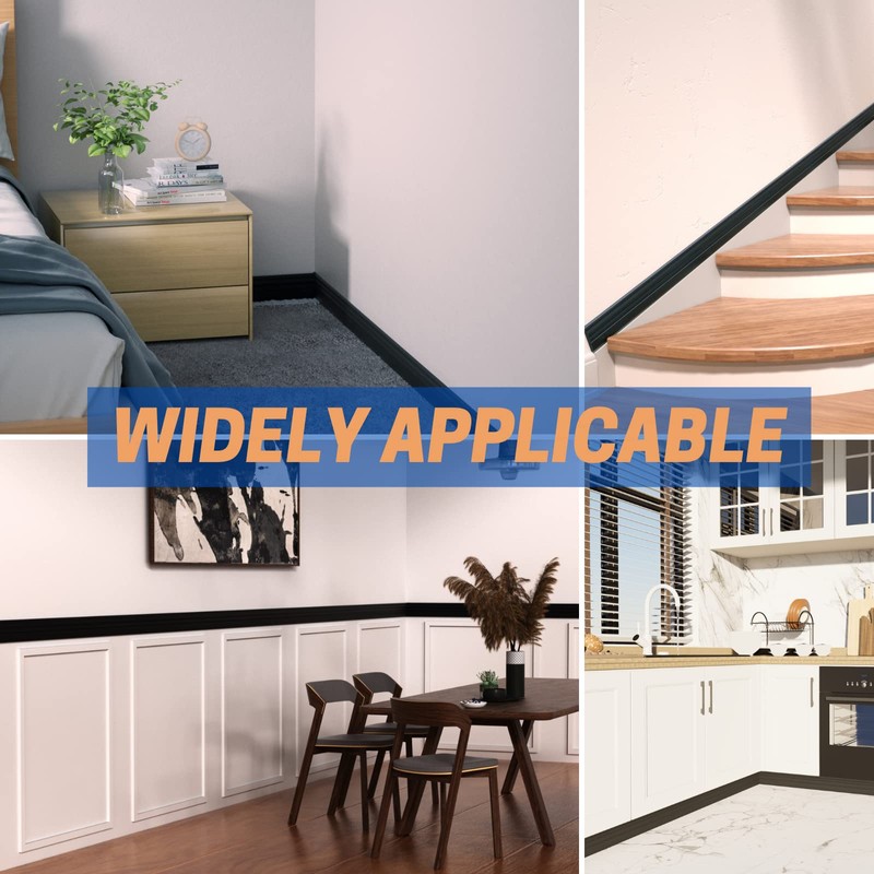 COUKIU Flexible Baseboard Molding Trim, Peel and Stick Rubber Wall