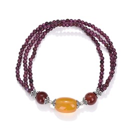 ZPMMPZ 3mm Garnet January Birthstone Beaded Bracelet Chalcedony Crystal Bracelet for Women Yellow Chalcedony Bracelet Garnet Multi-Layers Bracelet for Birthday Christmas Mother’s Day