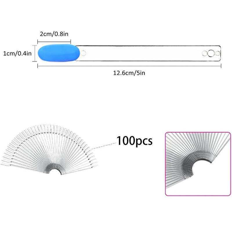 Pack of 100 Nail Sticks, Transparent Nail Art Tip Ring
