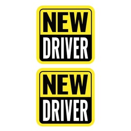 Woyinger Student Driver Magnet, High-Visibility New Driver Magnet for Car, Durable Automotive Exterior Accessories with Reflective Stripes, 2-Pack (Yellow/Black-New, 4.13 inch)