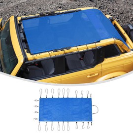 Linskip Full-Length Sunshade Compatible with Ford Bronco & Bronco Raptor 2021-2025, Mesh Screen Sun Shade Blue Bikini Top Cover for Bronco Exterior Accessories 4 Door