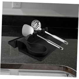 HEALLILY Soporte de Utensilios de Cocina y Reposición Conveniente en Encimera Negro de Silicona Soporte Capacidad para Varias Cucharas para Cocina