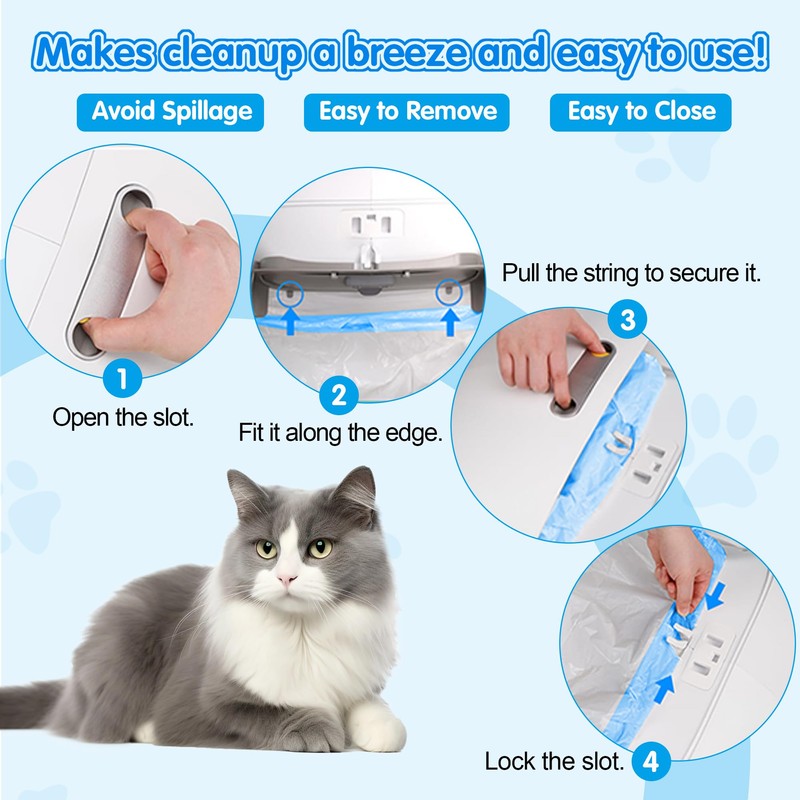 60 Count Self Cleaning Cat Litter Box Liners Bag Compatible