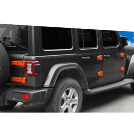 Jimen Fit for Jeep Wrangler JLU 4 Door 2018-2024, 20PCS Door Hinge & Tailgate Hinge Cover Exterior Trim Accessories (Orange)