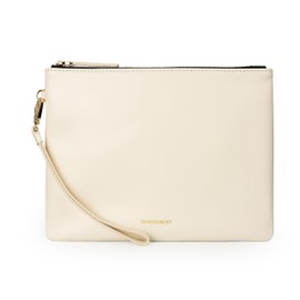 DORIS&JACKY Lambskin Leather Wristlet Clutch Purse For Women Large Soft Designer Wallet With Strap… (Lambskin-Off White)