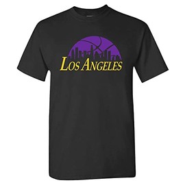 Xtreme Apparrel Los Angeles Basketball Skyline Men's Fan T-Shirt (Black Shirt, S)