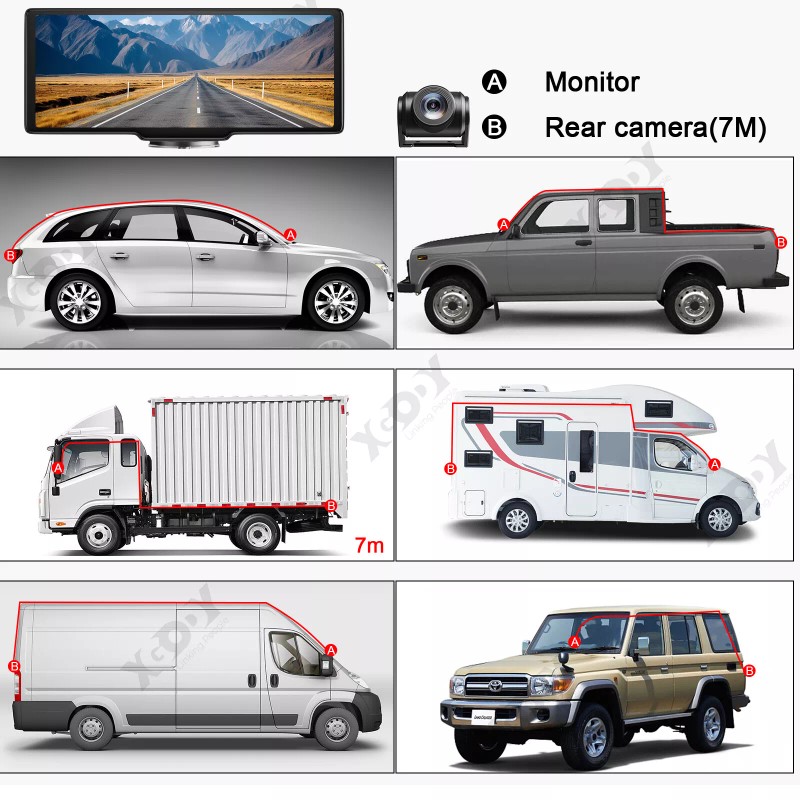 Xgody Touchscreen 4.0K Dash Cam Car Backup Camera 10.26" Wireless