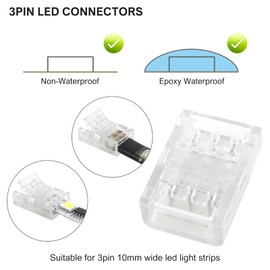VIPMOON 12Pcs 3Pin LED Strip Light Connectors Strip to Strip Quick Connection for 10mm Wide Waterproof or Non-Waterproof WS2811 WS2812B Gapless Solderless Adapter Indoor/Outdoor