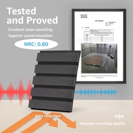 Art3d 4-Piece Wood Slat Acoustic Panels for Stylish Decor and Noise Reduction, 3D Textured Panel for Ceiling and Wall, Matte Black