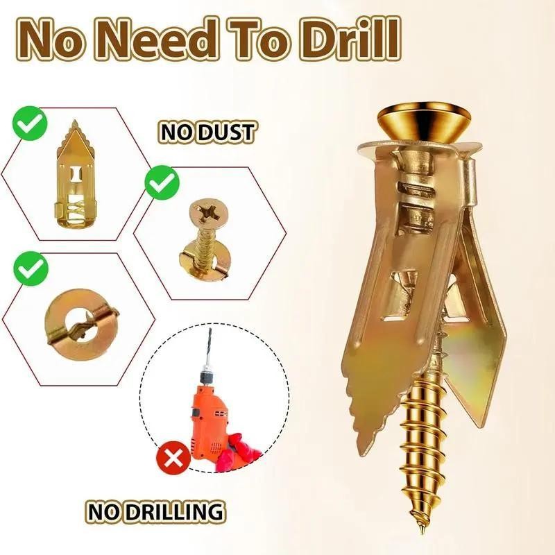 200PCS Self-Drilling Drywall Anchors Kit - No Drill Needed Easy