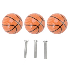 Set of 3 Basketball Shape Cabinet Knobs Kitchen Home Knobs Single Hole Drawer Knobs Pulls Handles Ceramic Handle Zinc Alloy Sports Decoration for Sports Fans