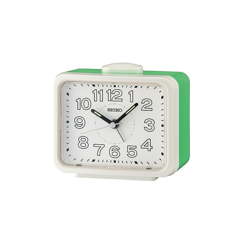 Seiko UK Limited - EU Alarm Clock, White & Green,