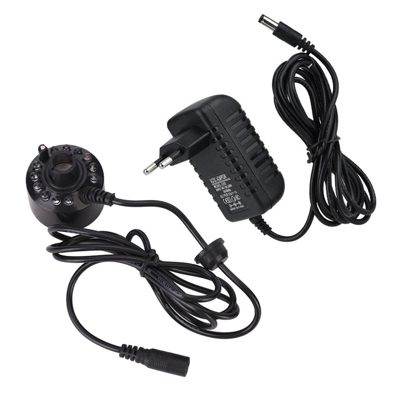 Black Aquarium 12 LED Light Ultrasonic Mist Maker Atomizer Water