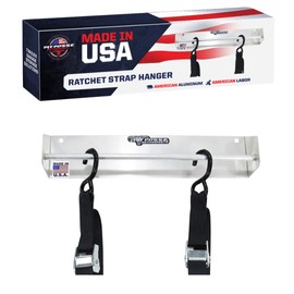 Pit Posse 464 Tie Down Hanger Holder Aluminum Rack - Made in USA - Wall Mounted for Enclosed Race Trailer Garage Shop Storage Organizer- Holds Tie Downs, Ratchet Straps, Bungee Cords (Silver)