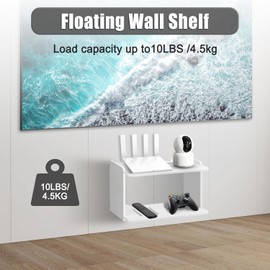 Yemotopro Projector Wall Mount Thickened Big Space Heat Dissipation 2 Layers Shelf for Projector, WiFi Router Projector Mount, Projectors Shelf, Floating Wall Shelf White