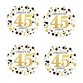 2" Round 50 Pack of Cheers to 45 Years Label Stickers Birthday Party Sticker Labels 45th Birthday Party Favor Stickers 45th Birthday Party Decoration