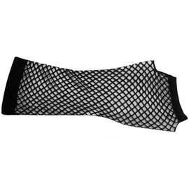 Black Fingerless Fishnet Stretchy Gothic Cyber Long Net Mesh Gloves