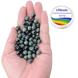 LPBeads 100PCS 8mm Natural Kambaba Beads Gemstone Round Loose Beads for Jewelry Making with Crystal Stretch Cord