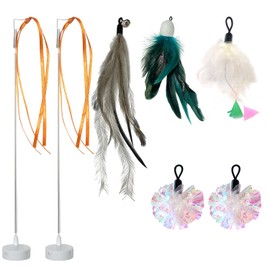 ORSDA 3in1 Interactive Cat Toys Replacement Attachments 7PCS Cat Teaser Toy Refills Cat Wand Attachments