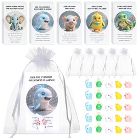 25 Set Employee Appreciation Gift-Bulk Small Thank You Gifts for Coworkers. Adorable Resin Animals (Chicken, Elephant, Sea Turtles, Beluga Whales, and Little Pig) with Inspirational Note Cards. Cute Office Gifts - Perfect for Any Occasion.