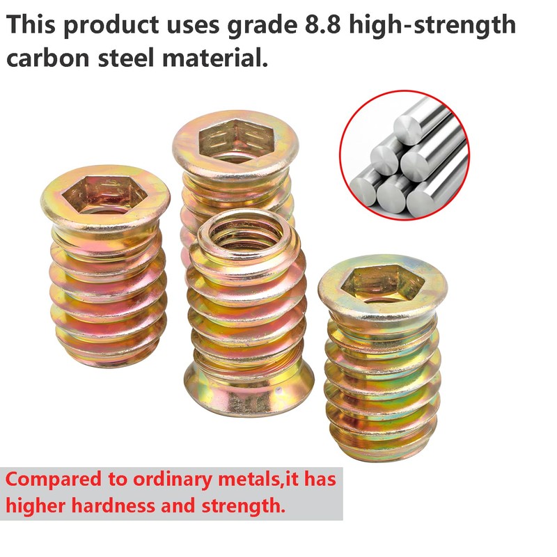 Qrity 20PCS Threaded Inserts Nuts, Hex Drive Head Nuts, Threaded