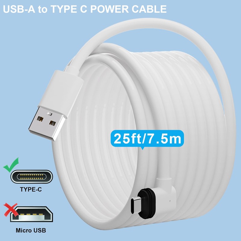 25FT Power Extension Cable for eufy SoloCam S220/SoloCam S340/eufyCam S300