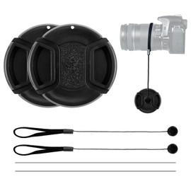 Lens Cap with Holder, Anti-Lost Rope for Nikon D3000 D3100 D3200 D3300 D5000 D5100 D5200 D5300 D5500 with AF-S 18-55 mm (55 mm) Pack of 2