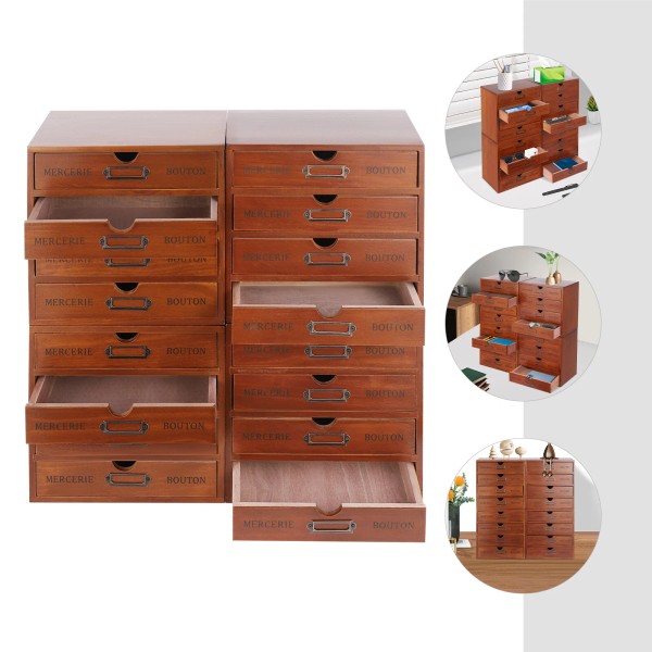 Unbranded 4-Piece Wooden Storage Box Set with 16 Compartments for