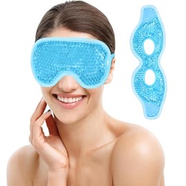 2 Antifaces de Gel para Ojos Frío y Caliente para Dormir Reutilizables  2 Piezas, Azul, Felpa Suave, Alivia Migraña, Frío y Caliente                  