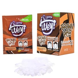 Q Prro Wey Shampoo Cubre Canas Hair Dye Shampoo. Tinte Express Color Castaño para Hombre y Mujer 10 Piezas de 25ml C/u.