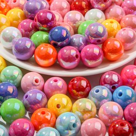 CYEENUT 16mm Acrylic Beads Ab Rainbow Color Chunk Bubblegum Beads Faceted Bead DIY Beading Hairband Bracelets for Pen Bag Chain Jewelry Making(Color-6)