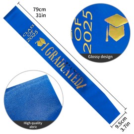 KEELYY Graduation Sash 2025, Graduation Sash with Gold Glitter Letter I Graduated, for School, Graduation, University, Graduation Party Decoration - Blue