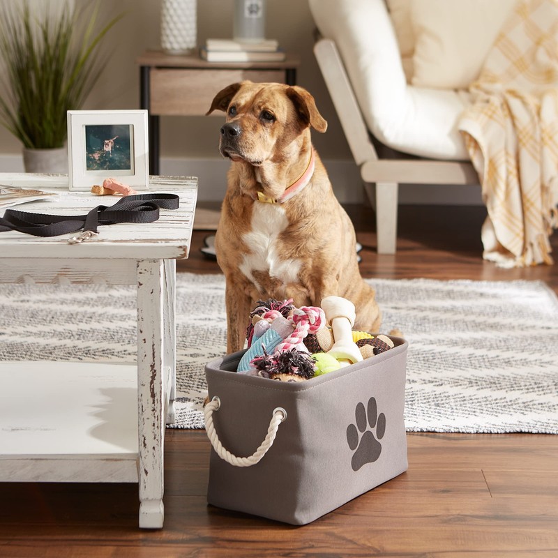 Bone Dry Paw Print Collapsible Polyester Pet Storage Bin, Rectangle