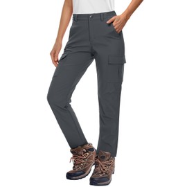 MAGCOMSEN Hiking Pants Women Outdoor Ski Snow Pants Waterproof Insulated Warm Fleece Lined Winter Pants Dark Grey, S